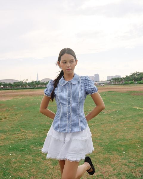 Áo Jennie Shirt - Ocean Blue Gingham