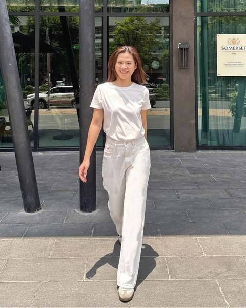 Quần Straight A Jeans - White Vintage