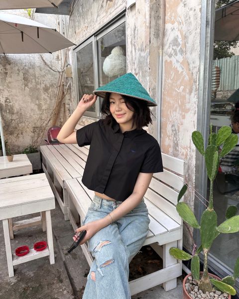 Áo Poplin Boxy Shirt - Black