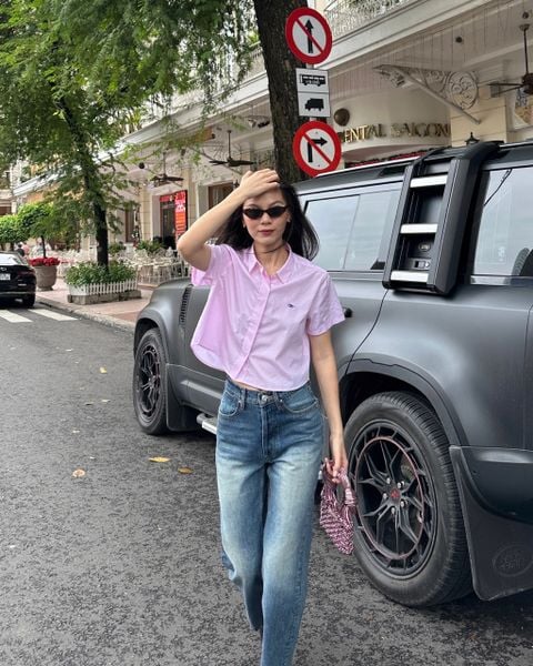 Áo Poplin Boxy Shirt - Pink Cotton 110