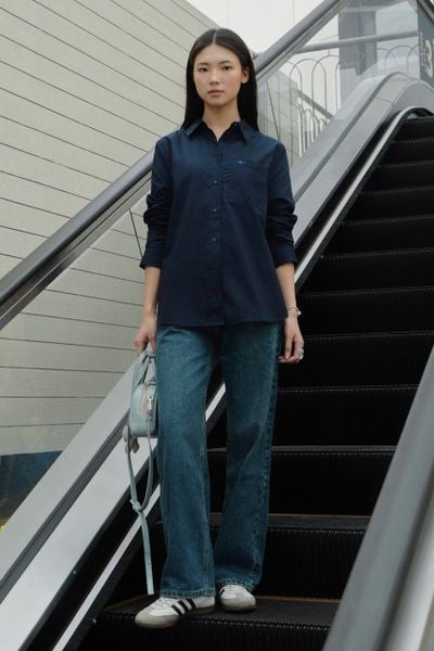Áo New Pocket Oversize Shirt - Navy Poplin 110