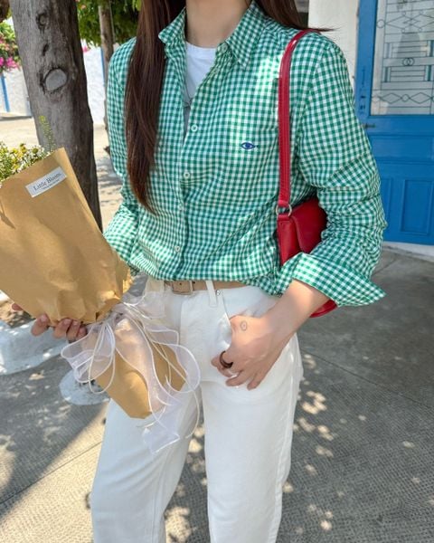 Áo The A Classic Shirt - Green Gingham