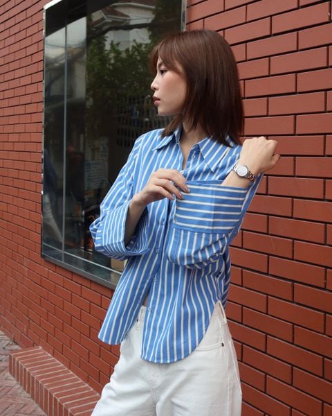 Áo sơ mi Sydney Oversize Shirt - Carbon Golden Blue Stripe