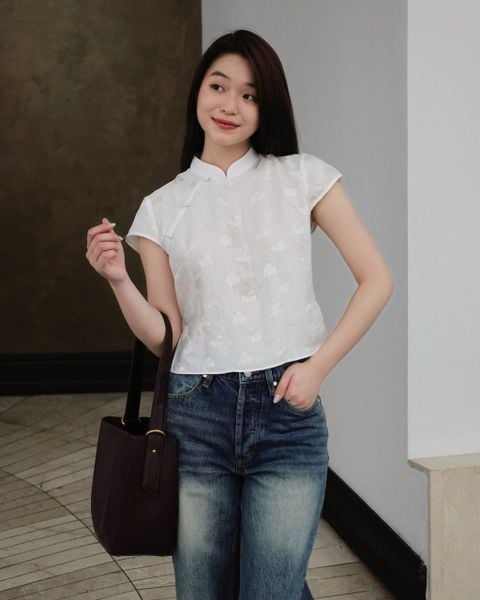 Áo Cánh Lụa Tơ Tằm - Trắng