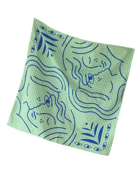 Khăn Blue Iconic Bandana - Pearl Green Gingham