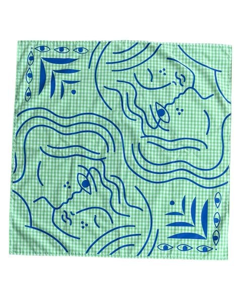 Khăn Blue Iconic Bandana - Pearl Green Gingham