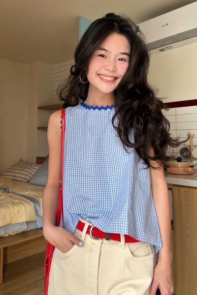 Áo ZigZag Daisy Top - WaterBlue Gingham