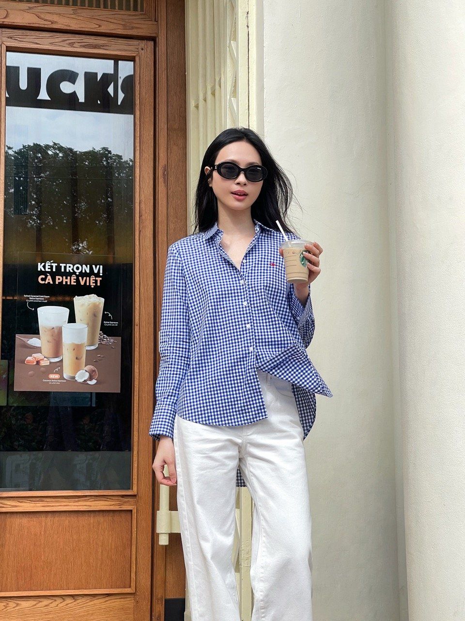 Áo Miss Oversize Shirt - Royal Blue Gingham