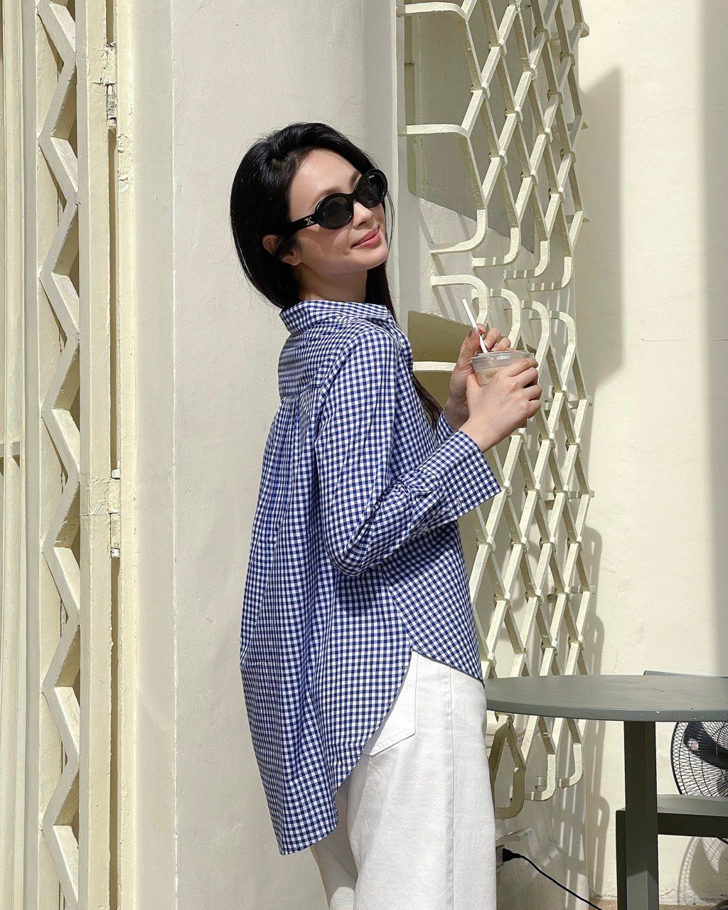 Áo Miss Oversize Shirt - Royal Blue Gingham
