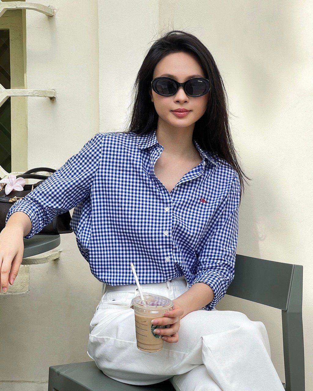 Áo Miss Oversize Shirt - Royal Blue Gingham