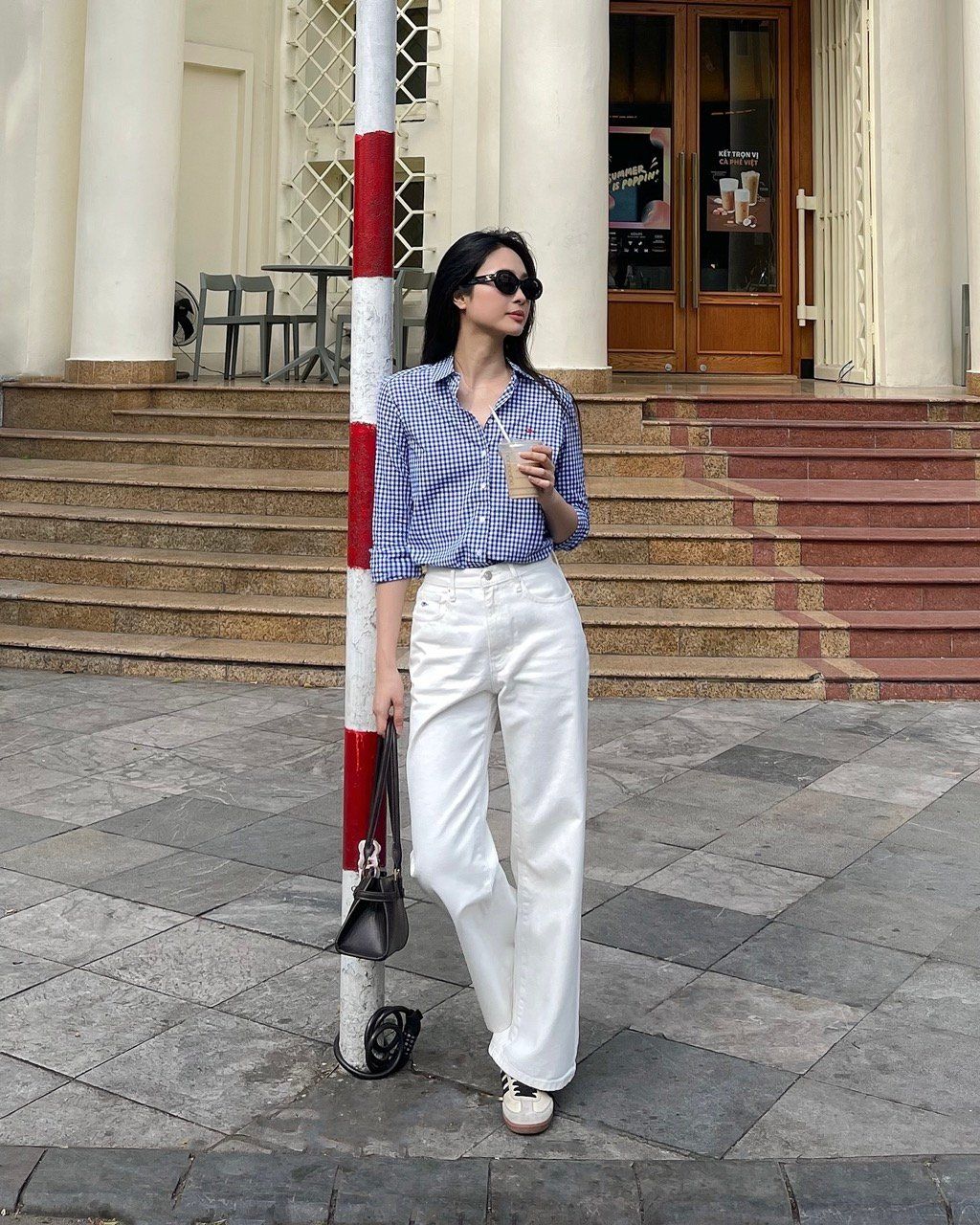 Quần Straight A Jeans - White Vintage