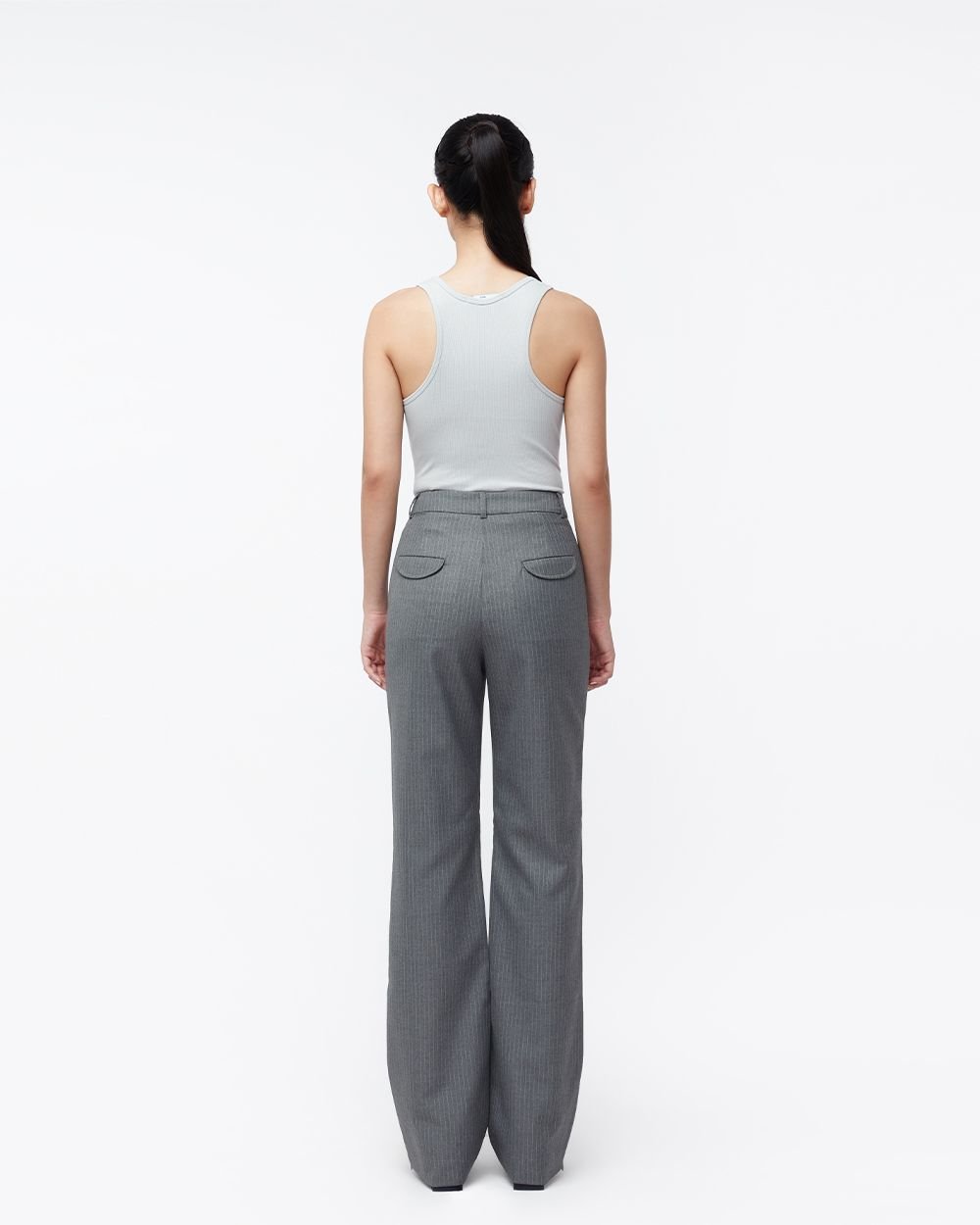 Cotton Side Slit Trousers - Grey