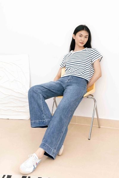 Áo Thun Sọc Everyday Tee - White Navy Stripe