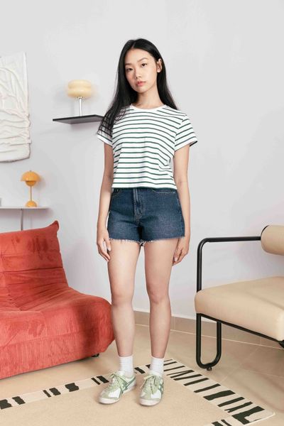 Áo Thun Sọc Everyday Tee - White Green Stripe