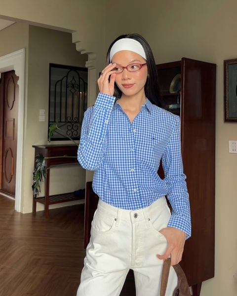 Áo The A Classic Shirt - Ocean Blue Gingham