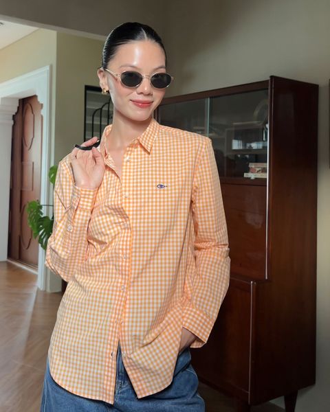 Áo The A Classic Shirt - Orange Gingham