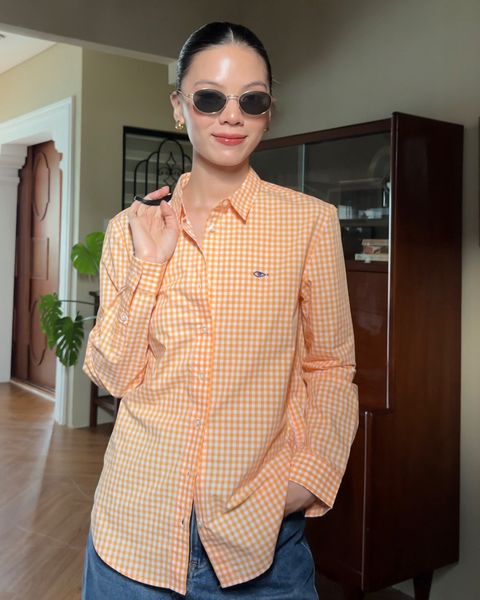 Áo The A Classic Shirt - Orange Gingham