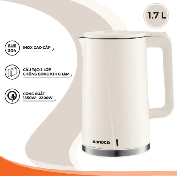 Bình đun siêu tốc Nanoco NKT1718BE (Beige)