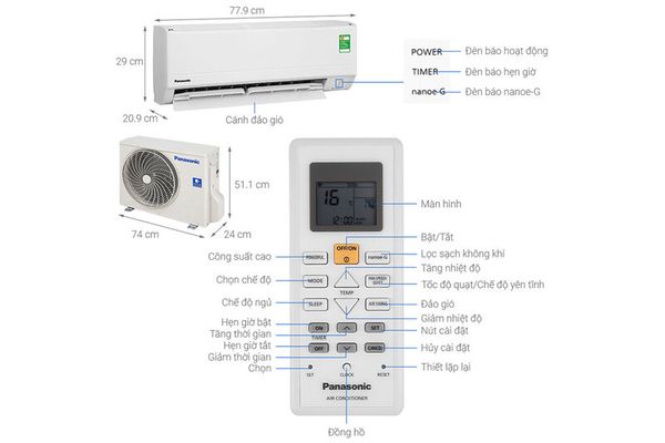 Máy lạnh 1 chiều 9000 BTU Panasonic CU/CS-N9WKH-8M