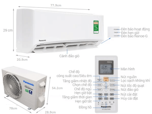 Máy lạnh 1 chiều inverter 12000BTU Panasonic XPU12XKH-8 (Model 2021)