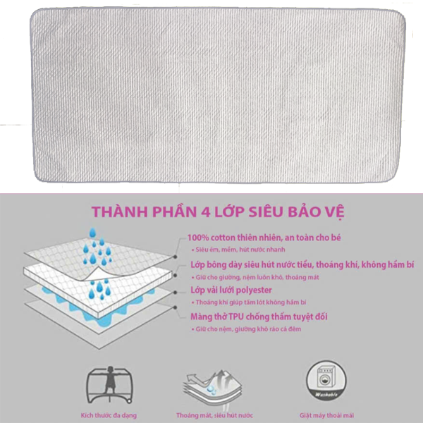 Drap trải giường y tế 4 lớp cao cấp 90 x 190cm