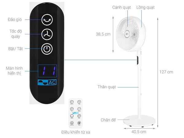 Quạt đứng AC DC inverter ASF01D145 16W