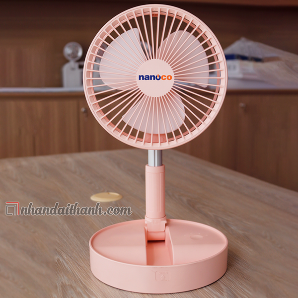 Quạt sạc gấp gọn Nanoco NFF1617P màu hồng