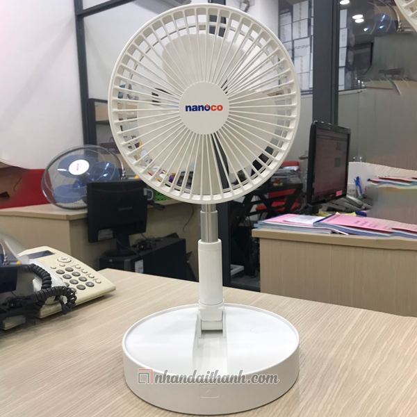 Quạt sạc gấp gọn Nanoco NFF1617W màu trắng