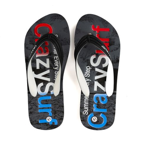 Dép đi biển nam nhẹ êm chân Crazy Surf CF-6019 Xám/Đỏ