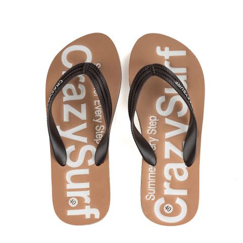 Dép tông đi biển màu nâu nam basic Crazy Surf CF-6034