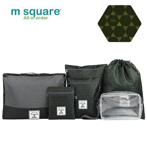Bộ túi đựng đồ cá nhân đi du lịch công tác 6 món Msquare Xanh Rêu