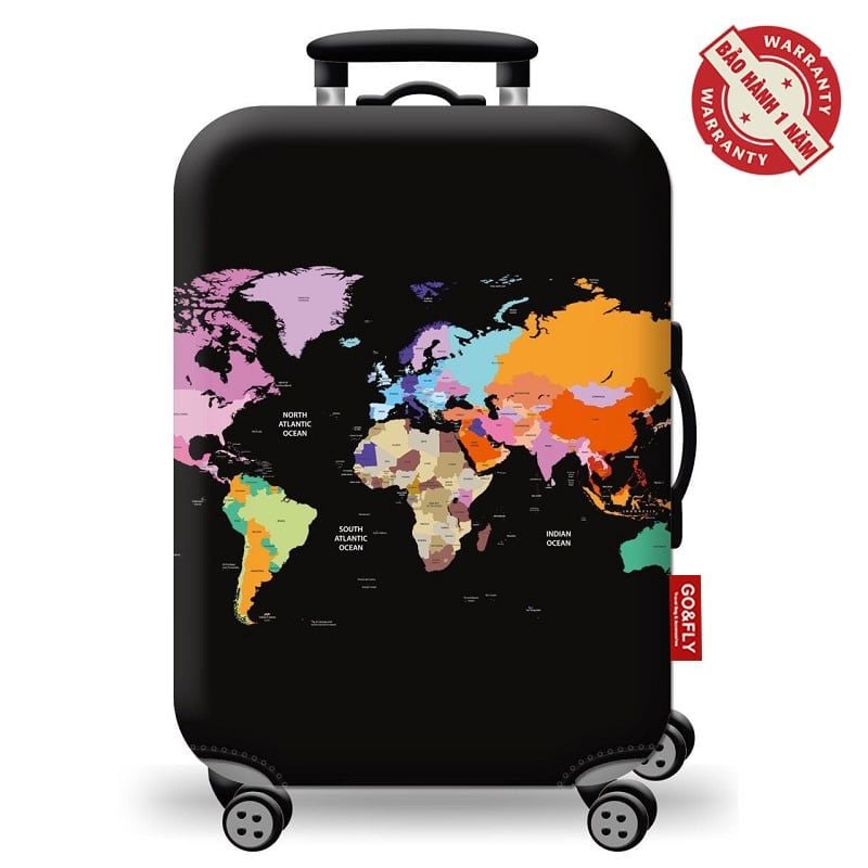 Bọc vali thun chống nước Go&Fly World Map (Vải dày) Size 20 24 28