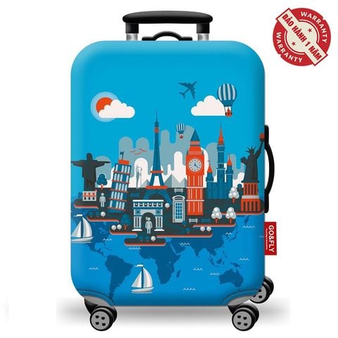 Vỏ bọc vali co giãn Go&Fly City Blue (Vải dày) Size 20 24 28