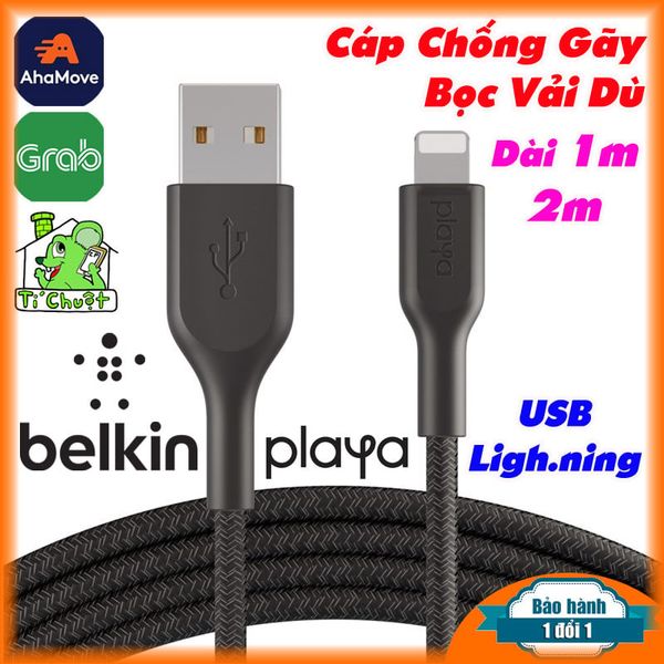 Belkin Playa PMBK1004bt1MPBB Type C to Lightning Converter Braided Cable 1 Metre - Black