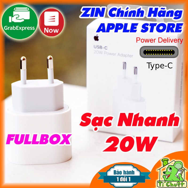 Sạc Nhanh 20W PD Type-C iPhone iPad Apple Store FULLBOX Zin Chính Hãng