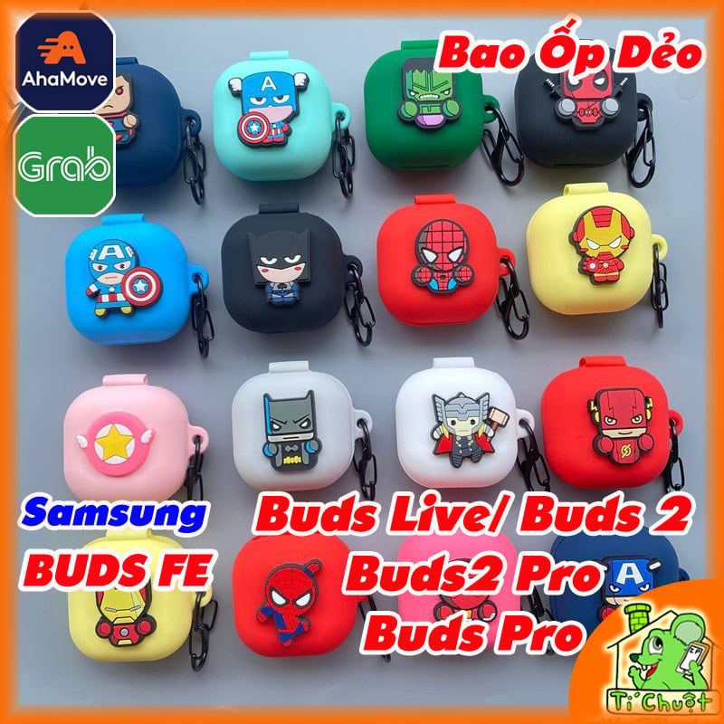 Bao Ốp Galaxy Buds FE/ Buds 2 Pro/ Buds 2/ Buds Live Silicon Logo Siêu Anh Hùng Marvel