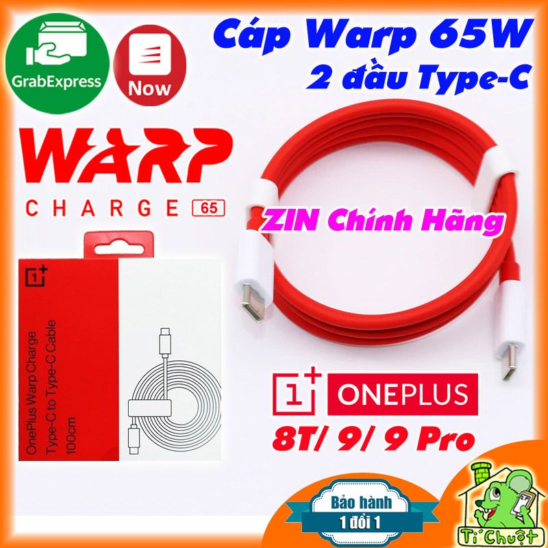 Cáp OnePlus Sạc Nhanh C-C Warp Charge 65W 6.5A 2 đầu Type-C 8T/ 9/ 9 Pro ZIN Chính Hãng