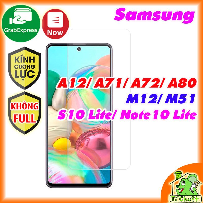Kính CL Samsung A02s/ A03s/ A12/ A71/ A72/ A80/ M12/ M51/ M62/ S10 Lite/ Note 10 Lite  - Không FULL, 9H-0.26mm