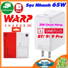 Sạc Nhanh Warp Charge 65W PD Type-C OnePlus 8T/ 9/ 9 Pro ZIN Chính Hãng