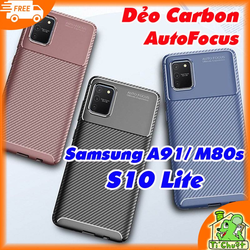 Ốp Lưng Samsung S10 Lite, A91, M80s AutoFocus Vân 3D Carbon Chống Sốc