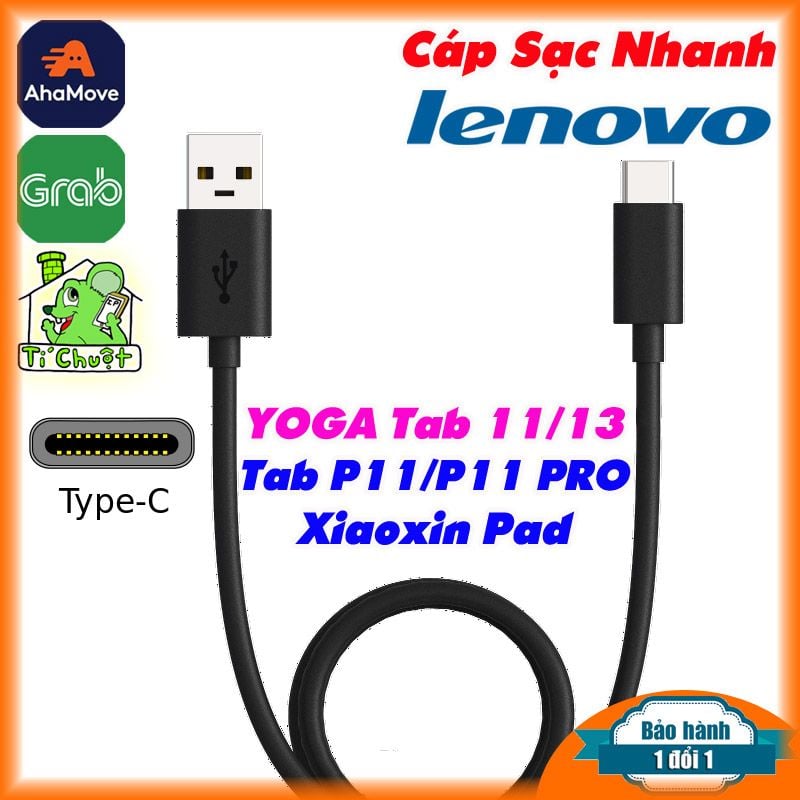 Cáp LENOVO USB Type-C Sạc Nhanh Tab P11-Xiaoxin Pad dài 1m ZIN Chính Hãng