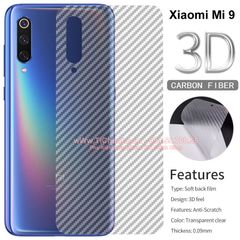 Dán dẻo Cacbon vân 3D Xiaomi Mi 9 Mặt Sau