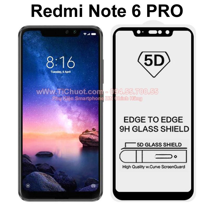 Kính CL Xiaomi Redmi Note 6 PRO FULL màn,FULL KEO Silicon