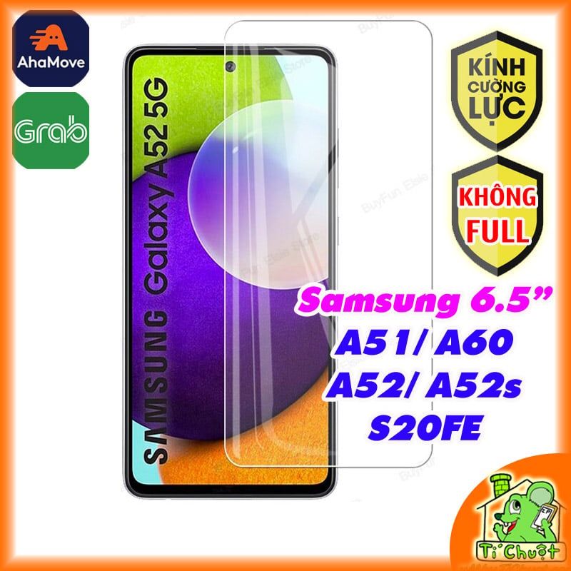 Kính CL Samsung A34/ A51/A52/ A52s/ A60/ S20 FE Không FULL, 2.5D-9H-0.26mm