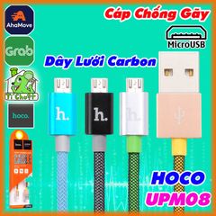 Cáp HOCO UPM08 Micro USB Chống Gãy Quấn Lưới Carbon Đầu Bọc Nhôm