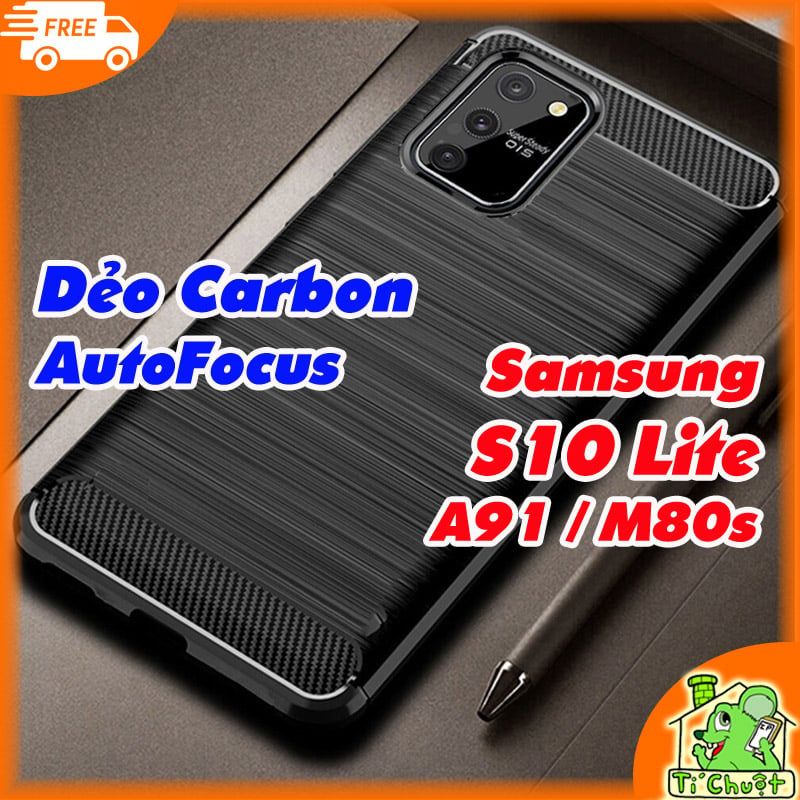 Ốp Lưng Samsung S10 Lite, A91, M80s Dẻo Carbon Phay Xước Chống Sốc