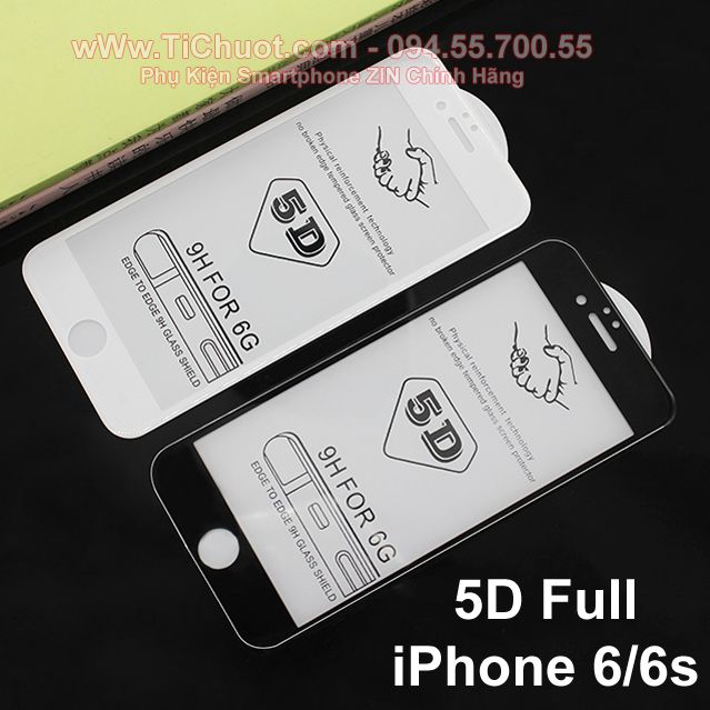 Kính CL iPhone 6/6s 5D FULL Viền Màu Cứng Loại Xịn