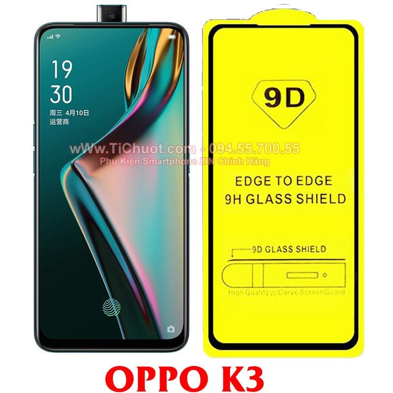 Kính CL OPPO K3 FULL Màn, FULL KEO Silicon