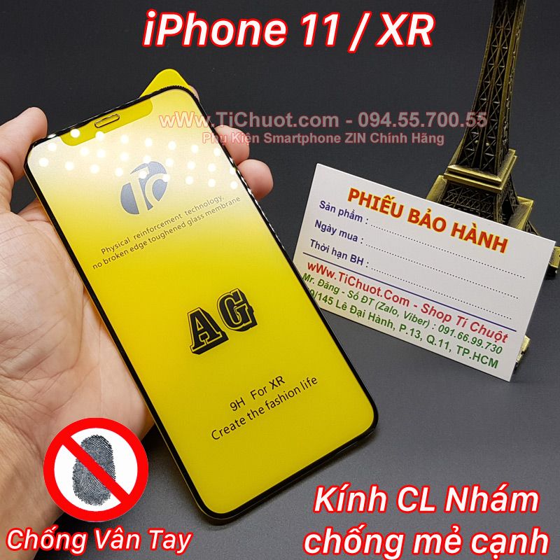 Kính CL iPhone 11/ XR hiệu TC Nhám Chống Vân Tay Chống Mẻ Cạnh