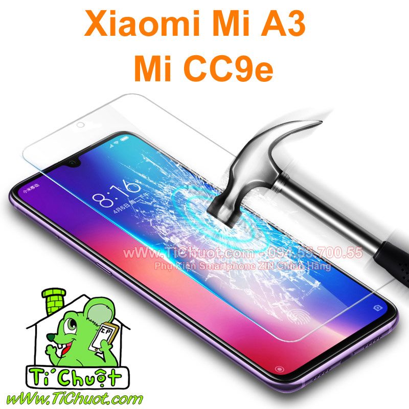 Kính CL Xiaomi Mi A3 Mi CC9e - KO FULL, 9H-0.26mm